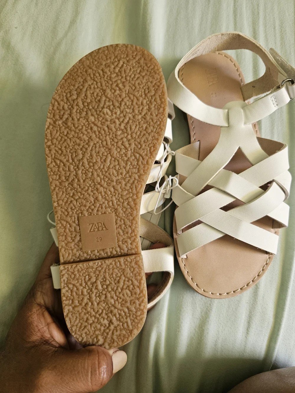 Zara Kids Cream Crisscross Strap Sandals
